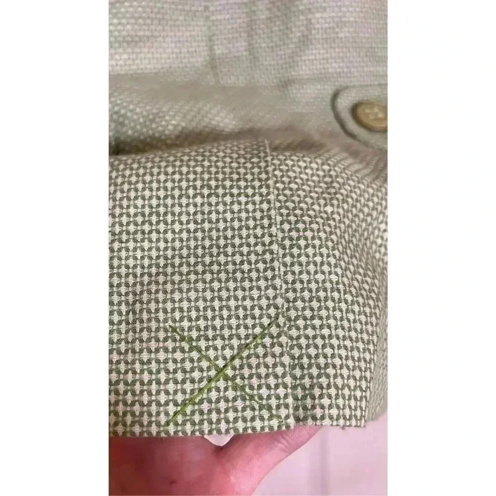 Halogen Womens Sage Green Linen Blend Lined Two Button Blazer Jacket Size Medium